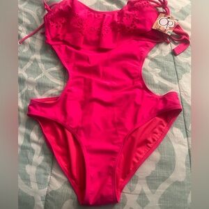 NWT hot pink one piece bathing suit
